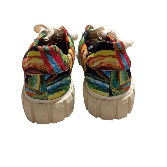 Farm Rio Black Banana Flatform Sneakers Size 8 Printed Lace Up - Picture 4 of 9